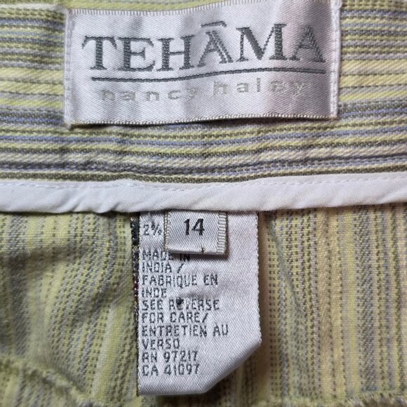 Vintage TEHAMA NANCY HALEY Striped Capri Pants 14 - Picture 9 of 13